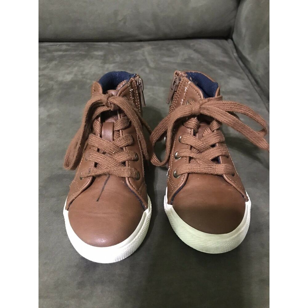 Cat And Jack Boys Brown Casual High‎ Top Boots Shoes Size 8